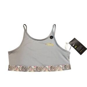 Nike Gray Sports Bra with Floral Accent Band Light Support Girls Large NWT